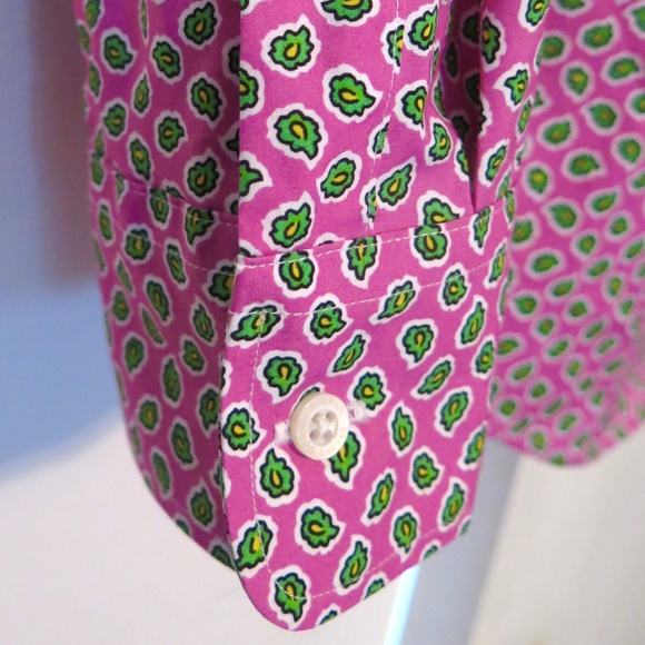 Lauren Pink Paisley No-Iron Stretch Shirt - Contrast Collar and Cuff - Picture 5 of 14